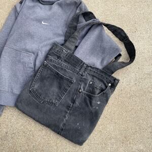 Vintaged Reworked Denim Laptop Book Bag Tote